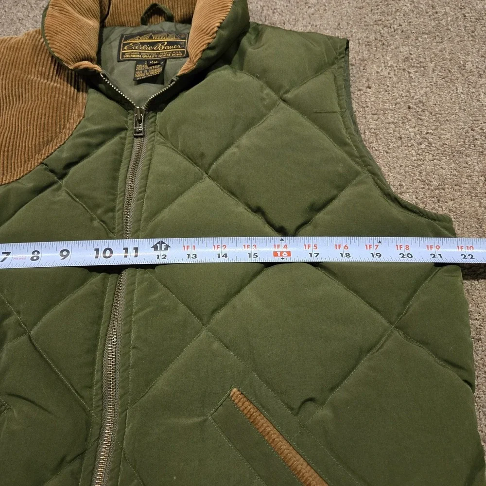 VTG 80's Eddie Bauer Goose Down Vest Size Mens Medium Quilted Corduroy Trim - Picture 5 of 7